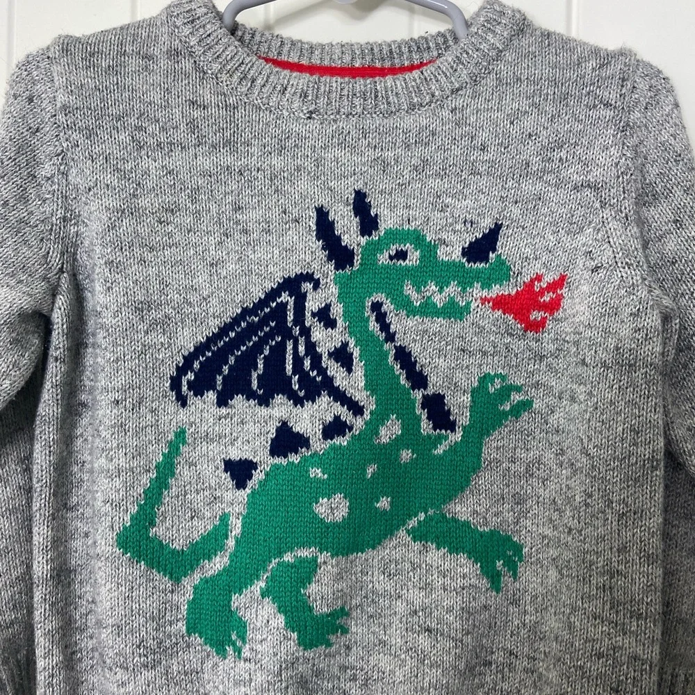 NWOT Baby GAP boy’s dragon dark gray heavy knit crewneck sweater 2 years‎